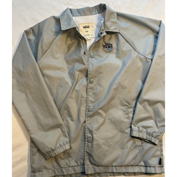 VANS SNAP FRONT NYLON COACHES JACKET MEDIUM Kids Large Light Grey - Picture 5 of 9